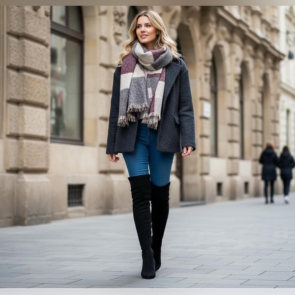 Dream Pairs Women's Elegant Black Over the Knee Boots Gold Zippers 3 inch Heels - Picture 5 of 12